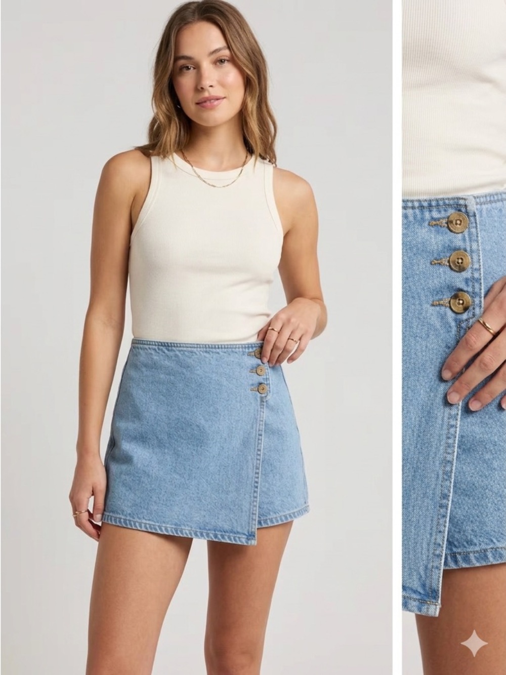 Forever 21 Light Blue Denim Wrap Jean Shorts